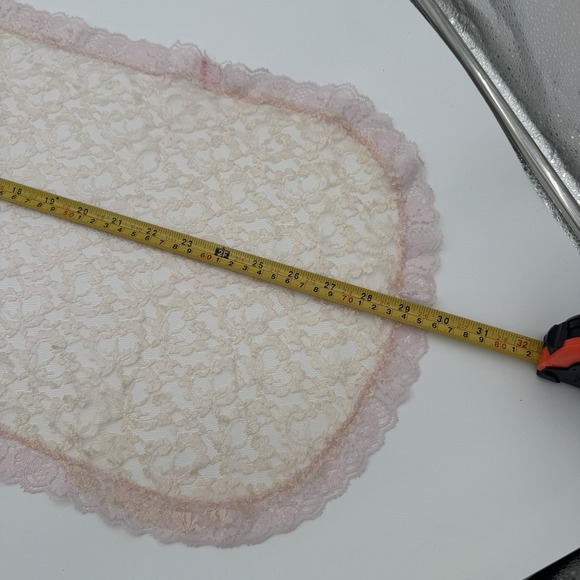Vintage Lace Table Runners Black & Cream Pink Set Cottagecore Veil Bridal - Picture 9 of 12